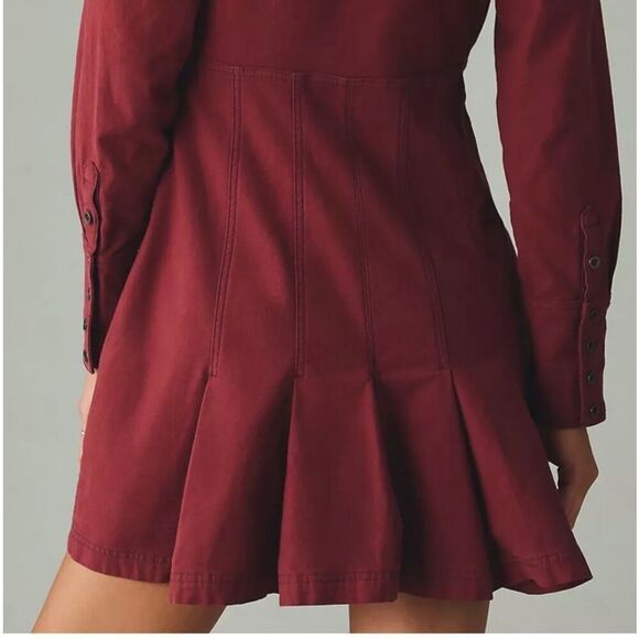 NWT ANTHROPOLOGIE Pilcro Crimson VNeck Seamed Mini Dress sz 8 - Picture 3 of 13